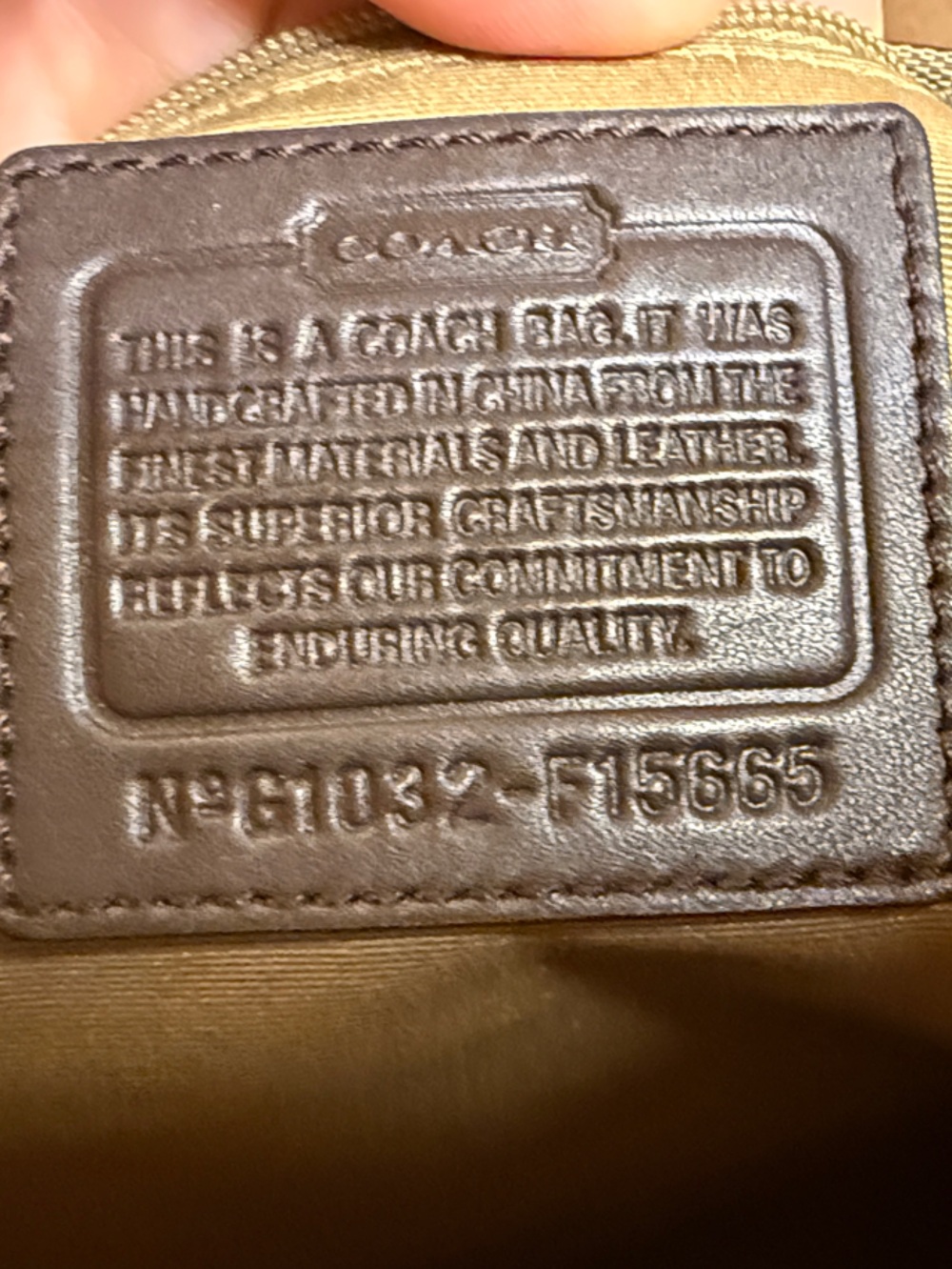 Coach F15665 Signature Gallery Tote Khaki Brown Braided Leather EUC - Picture 13 of 17